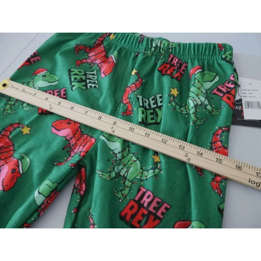 Brooklyn Cloth Youth Boys Christmas Pajama Pants Size M 10/12 “Tree Rex”